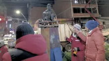 Obra afectada por el vandalismo.